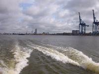 Blick vom Katamaran auf den Hafen von Klaipeda