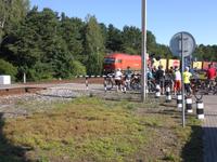 Bahnübergang auf der Radfahrt nach Palanga