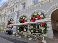 Interessante Deko eines Cafés in Vilnius