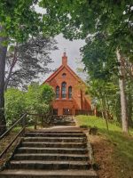 Kirche mit großem Friedhof auf der Kurischen Nehrung