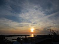 Klaipeda Sonnenuntergang über den Hafen und Ostsee