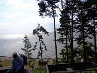 Blick von der Terasse des Sommerhauses auf das Haff