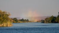 Simbabwe - Bootsfahrt auf dem Sambesi - Gicht der Falls in Regenbogenfarben