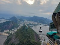 Blick von der Seilbahnstation auf dem Zuckerhut auf den Hügel Morro da Urca und die Guanabara-Bucht @Anette Rietz