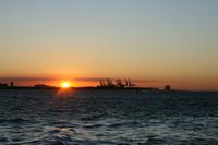 Sonnenuntergang in Danshui in Taiwan