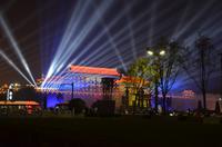 Lasershow am Südtor der Stadtmauer in Xi'an, Lichterfahrt