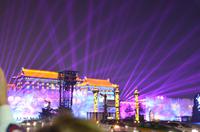 Lasershow am Südtor der Stadtmauer in Xi'an, Lichterfahrt