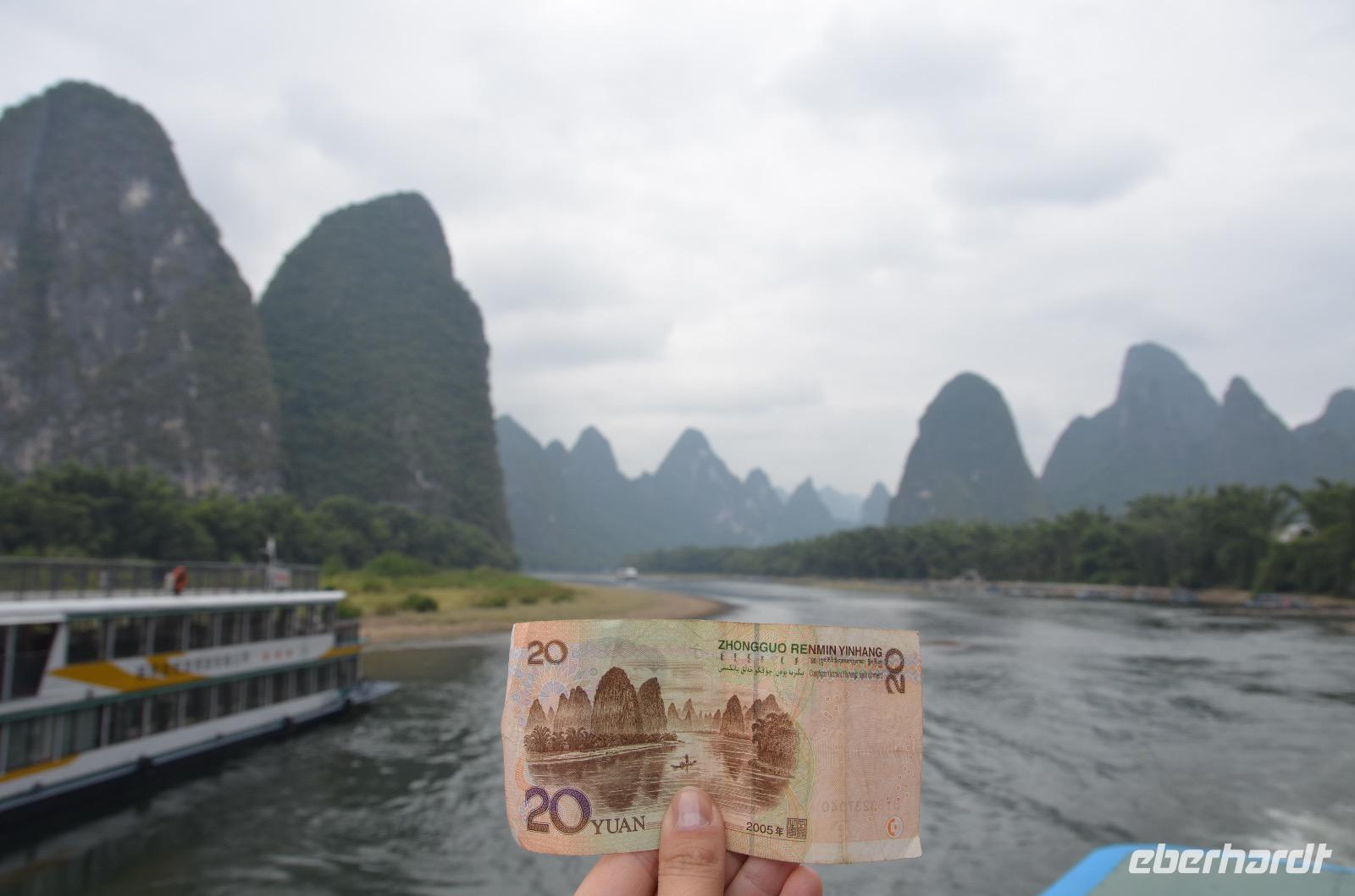 Karstberge am Li-Fluss, Motiv des 20-Yuan-Scheins