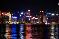 Skyline von Hongkong bei Nacht 
