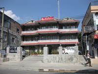 Hotel im Stadtteil Baidam, dem touristischen Zentrum Pokharas 