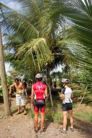 Ernte frischer Kokosnüsse für unsere Radgruppe