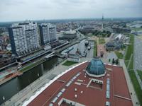Blick von der Aussichtsplattform des Atlantic-Hotels auf Bremerhaven
