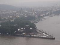 Koblenz, Blick auf das Deutsche Eck und die Altstadt von Koblenz