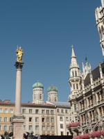 Mariensäule, Frauenkirche + Neues Rathaus München
