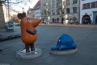Neujahr 2017 - Spaziergang durch die Erfurter Altstadt - Anger - Maus & Elefant (Vertreter des Kinderkanals)