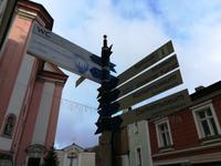 Ein Wegweiser mitten in Passau.