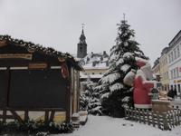 Blick zum Weihnachtsmarkt in Annaberg-Buchholz.