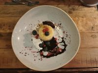 Cheesecake mit Beeren sorbet, Lighthouse Spa Hotel Büsum