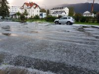 Der erste Schnee, aber mehr Graupel als Schnee