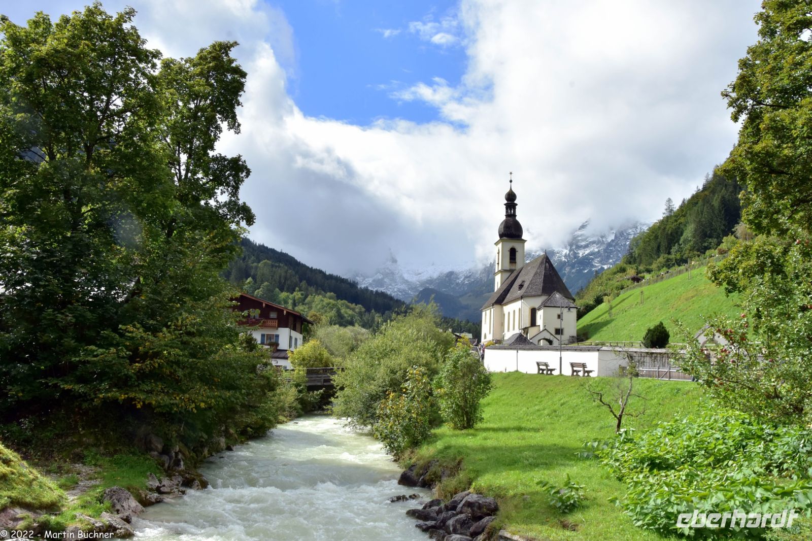 Malerwinkel - Ramsau bei Berchtesgaden - Pfarrkirche St. Sebastian vor der Reiteralm