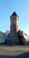Tag 5 Blick auf den Spitzturm in Wertheim 