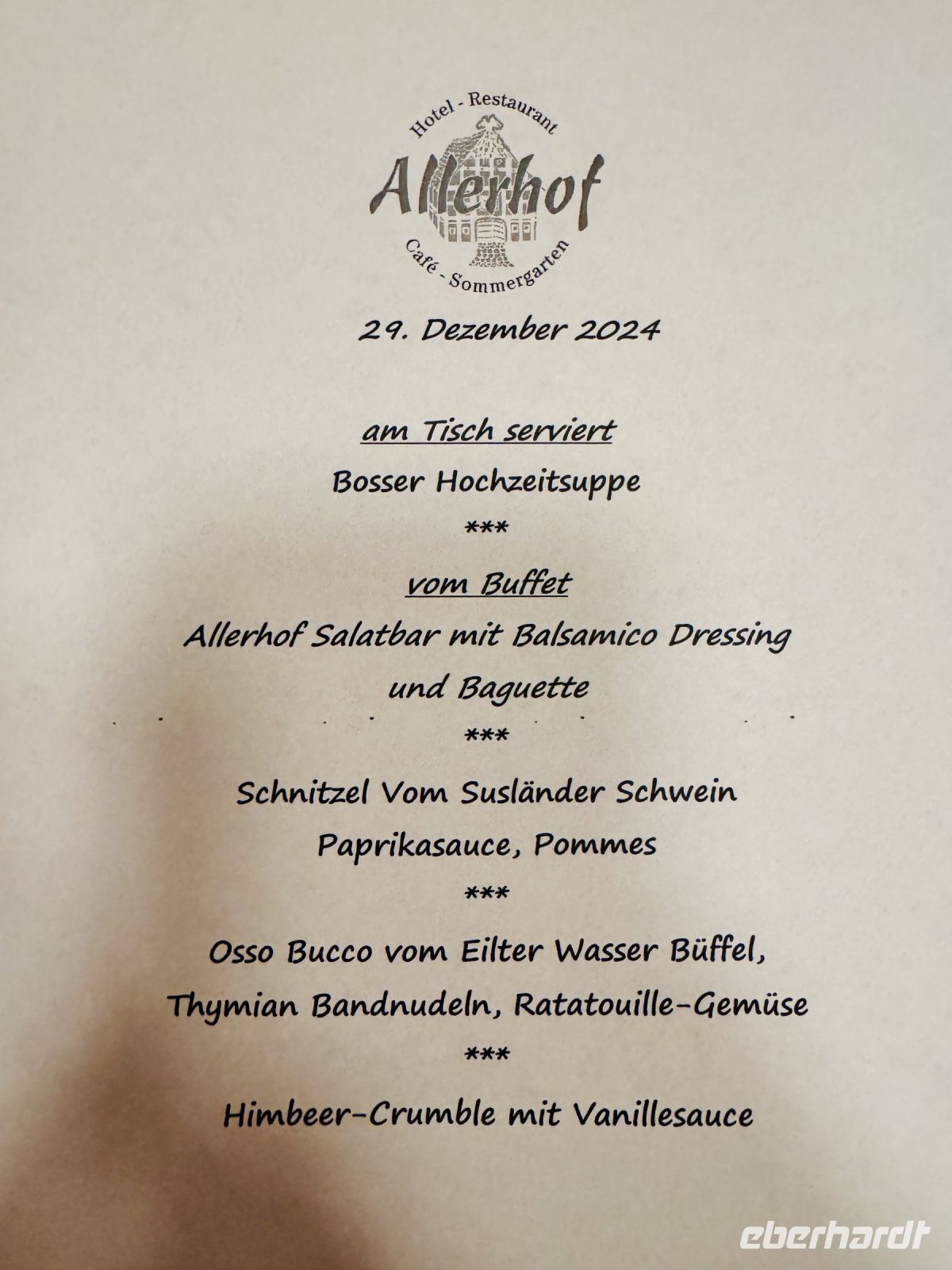 Tag 1 - Abendessen im Allerhof