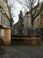 Neptunbrunnen , eigentlich Gabelmoo, vom Grünen Markt in Bamberg