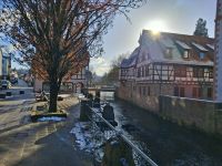 Der Erdbach mit Blick auf alte Fachwerkhäuser