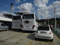 unsere Reisebusse während der Fährüberfahrt