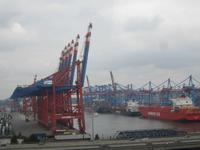 Hamburg, Stadtrundfahrt,Blick in den Hafen