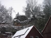 Felsaussicht im Schnee