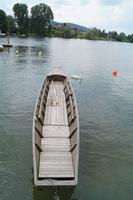 Schwan mit Bodenseetypischem Fischerkahn