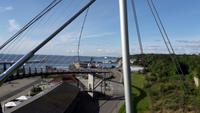 Blick auf die ehemaligen Fähranlagen im Hafen Sassnitz