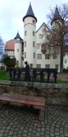 Tag 4 Blick auf Schneewittchen und die 7 Zwerge am Schloss Lohr in Lohr am Main 