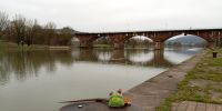 Tag 9 Blick auf die Mainbrücke in Lohr am Main 