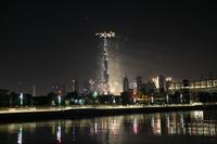 Silvester Feuerwerk am Dubai Kanal - Blick auf Burj Khalifa