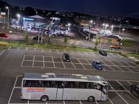Stockton on Tees. Unser Bus am Hotel.