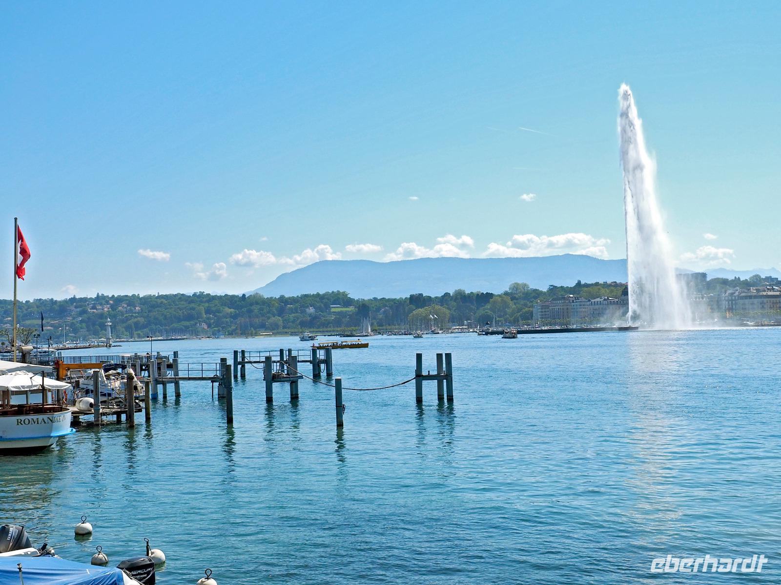 weithin sichtbar- der Jet d'Eau auf dem Genfer See