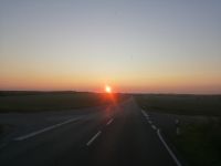 Sonnenaufgang auf dem Weg nach Frankreich