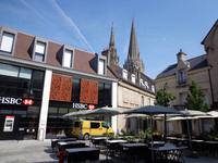 Chartres, Altstadt, Blick auf die beiden Türme der Kathedrale