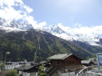 Chamonix, Blick zum Aiguille du Midi und der Mont Blancgruppe