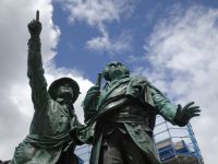 Chamonix, Erstbesteiger Balmat zeigt Initiator de Saussure auf den Mont Blanc