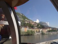 Grenoble, Blick aus Seilbahn über L´Isére auf Bastille