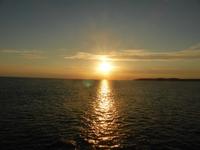 Sonnenuntergang auf Überfahrt von Jersey nach St. Malo