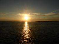 Sonnenuntergang auf Überfahrt von Jersey nach St. Malo