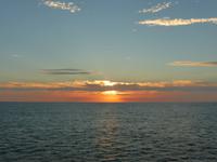 Sonnenuntergang auf Überfahrt von Jersey nach St. Malo