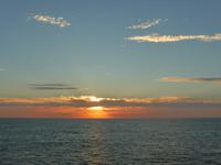 Sonnenuntergang auf Überfahrt von Jersey nach St. Malo