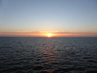 Sonnenuntergang auf Überfahrt von Jersey nach St. Malo