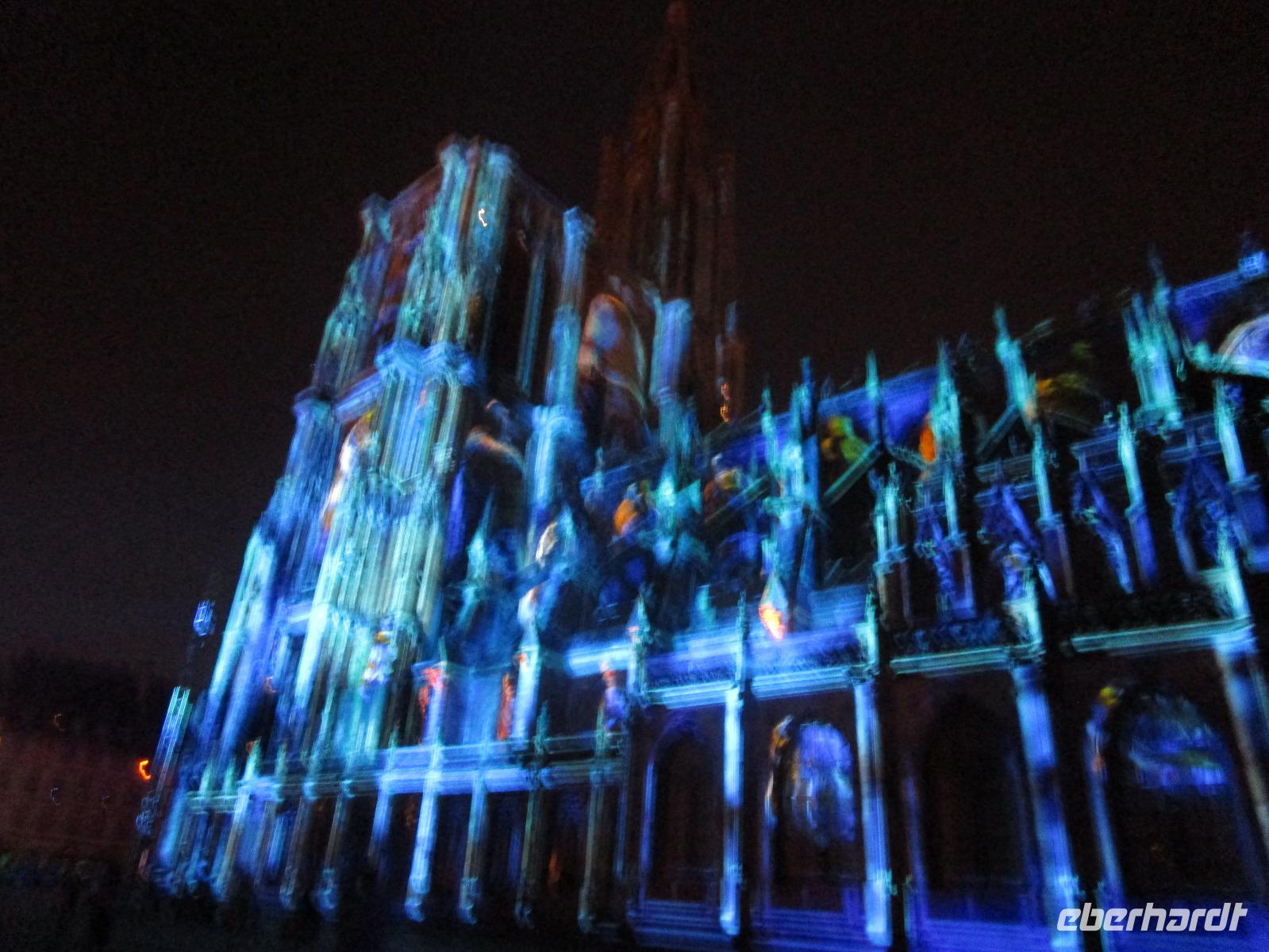 Strasbourg. Lichtshow an der Kathedrale