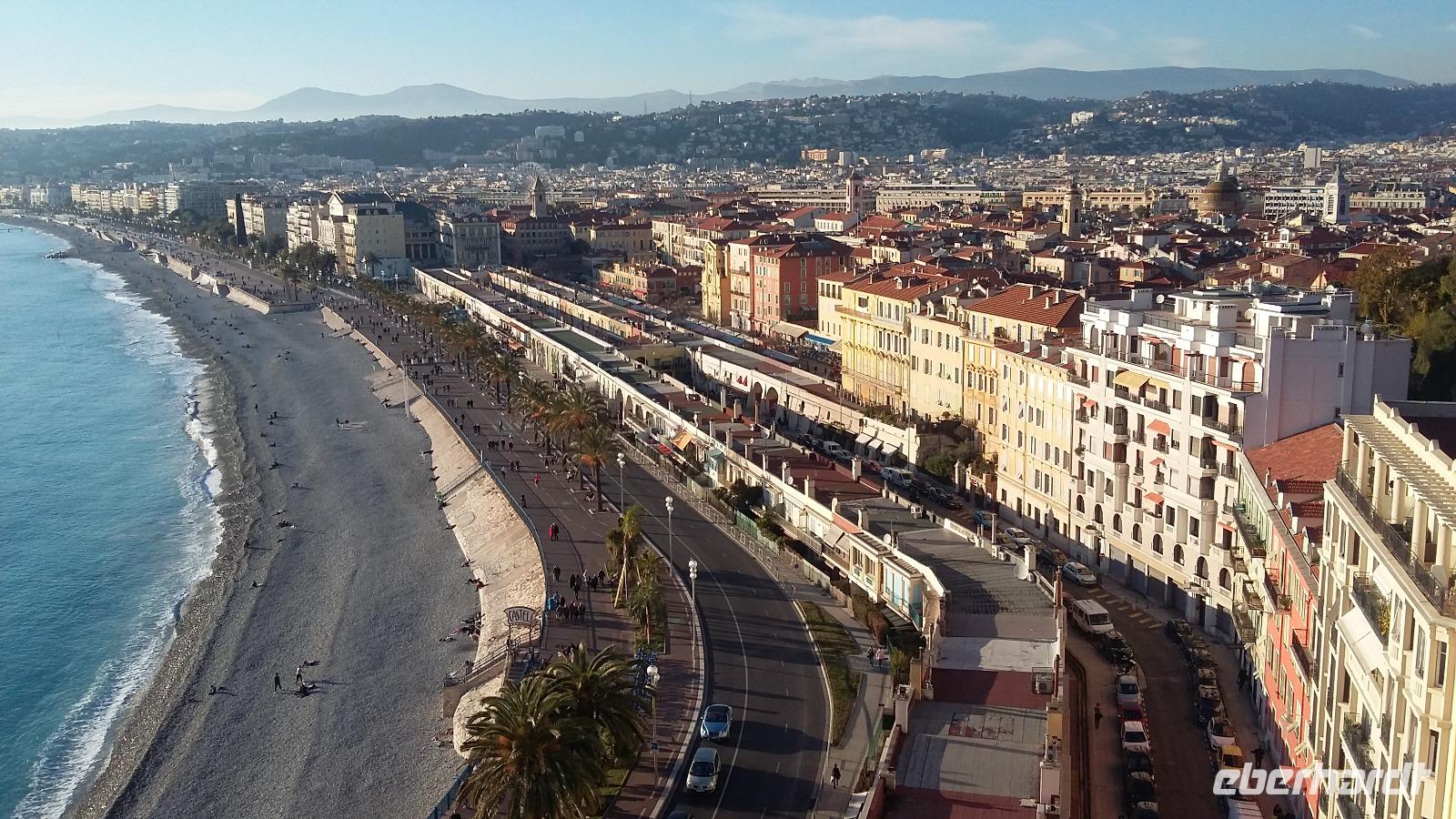 Blick von der Colline du Chateau, dem Schlosshügel von Nizza
